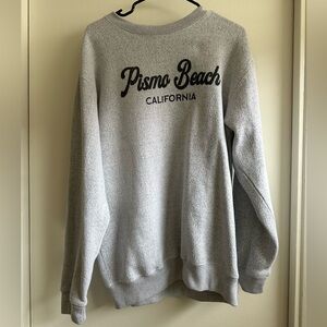 gray knit graphic “pismo beach” crewneck sweatshirt